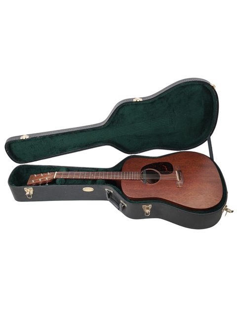 A stylish Martin D-28 acoustic guitar case, ideal for the 2014 D-15M, ensuring your guitar stays safe and sound.