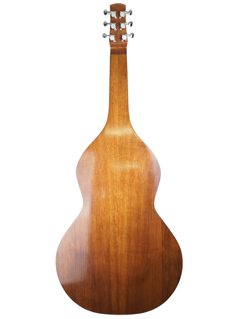 Back view of a Sachar Amos Custom 'Weissenborn' guitar from 2007, showcasing its beautiful wooden back.