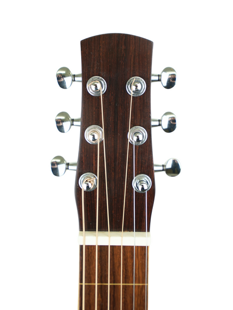 Detailed view of the neck of a 2007 Sachar Amos Custom 'Weissenborn' acoustic guitar, highlighting its elegant design.