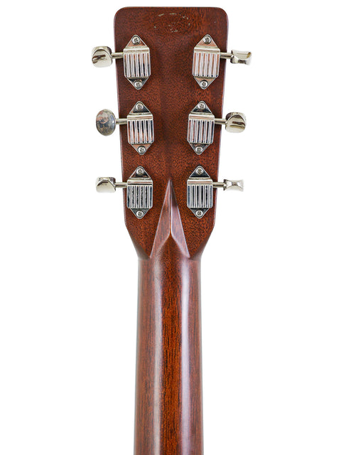 Detailed view of the neck of a Martin D-28 CFM IV guitar, highlighting its unique features and limited edition status.