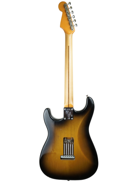 Fender American Standard Stratocaster in sunburst finish, showcasing the Eric Johnson Signature model from 2005.