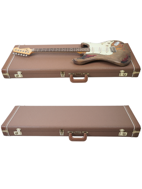 Hard case in brown for the Fender Custom Shop Rory Gallagher Signature Stratocaster, a 2005 USA edition.