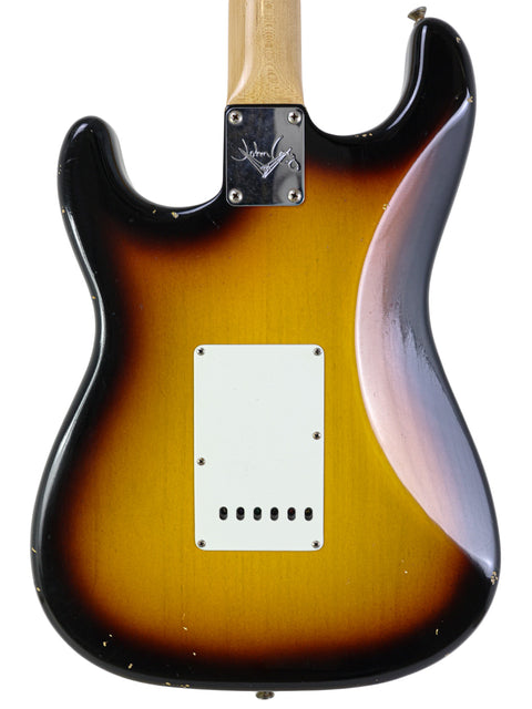 Original sunburst Fender Custom Shop Stratocaster, crafted by John Cruz, a 2013 relic model with vintage appeal.