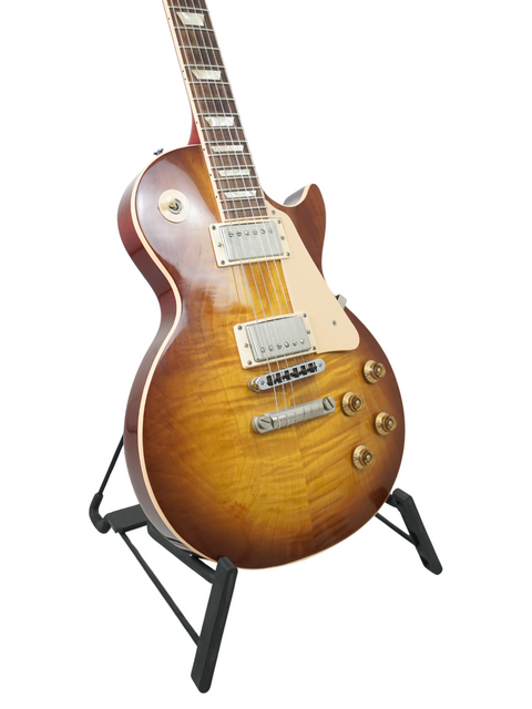 Stunning Gibson Les Paul Standard 60s electric guitar on a stand, featuring a slim taper neck, made in the USA in 2005.