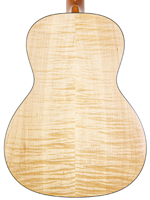 The back of a Waterloo WL-14 X Scissortail acoustic guitar displayed on a bright white background.