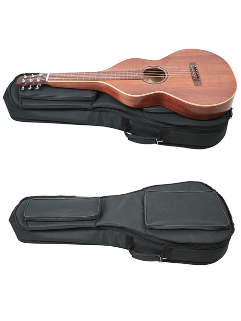 The image features a Sachar Amos Custom 'Weissenborn' guitar from 2007 nestled in its case, highlighting its unique style.
