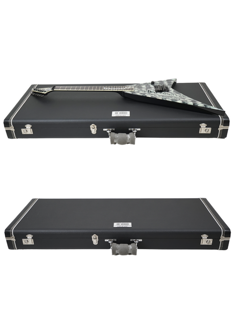 Two black cases with a 2006 Jackson Custom Shop Randy Rhoads RR1 guitar inside each, arranged for display.