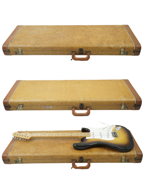 Vintage 1957 Fender Stratocaster, echoing Hank Marvin's influence, highlighting its legendary shape and craftsmanship.