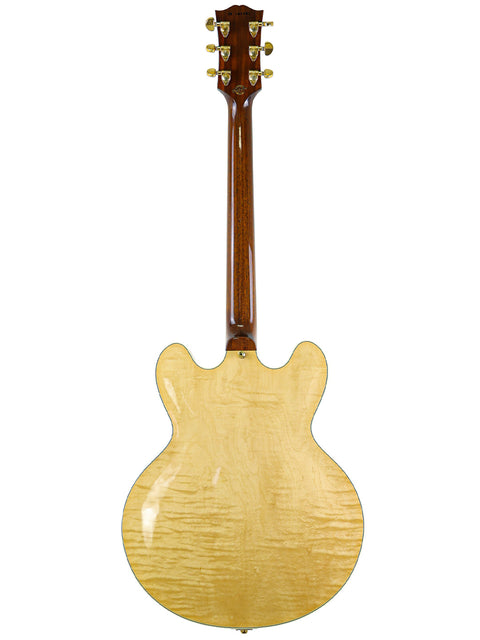 White-bodied Gibson Custom Shop ES-355 guitar from 2011, highlighting its beautiful neck and iconic design.