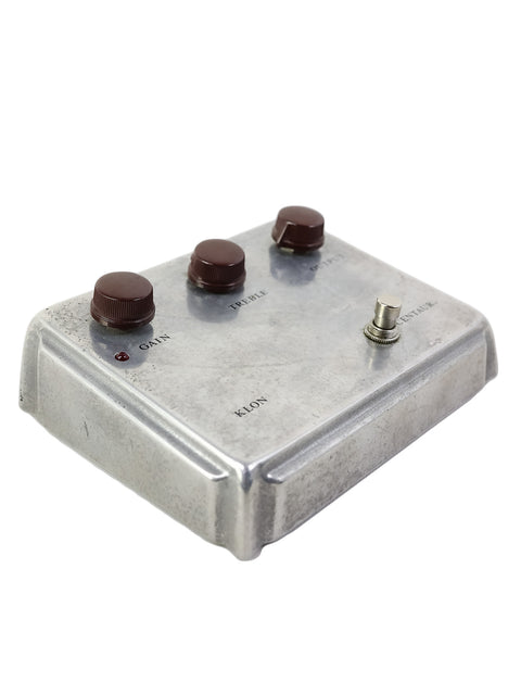 metal box featuring four knobs, labeled as the Original Klon Centaur Silver "Non-Horsie" from the USA, 1999.