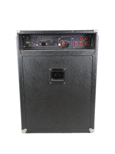 stylish black keyboard amplifier, the HH Electronics K-80, equipped with a bold red knob on top for easy control.