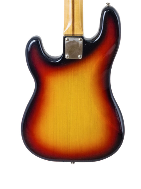A Fender guitar featuring a stunning sunburst finish, highlighting its vintage appeal and craftsmanship.