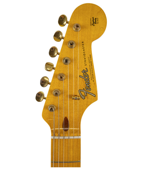 A sleek Fender Stratocaster on a clean white background, highlighting the USA-made StrXX Partscaster from 2012.