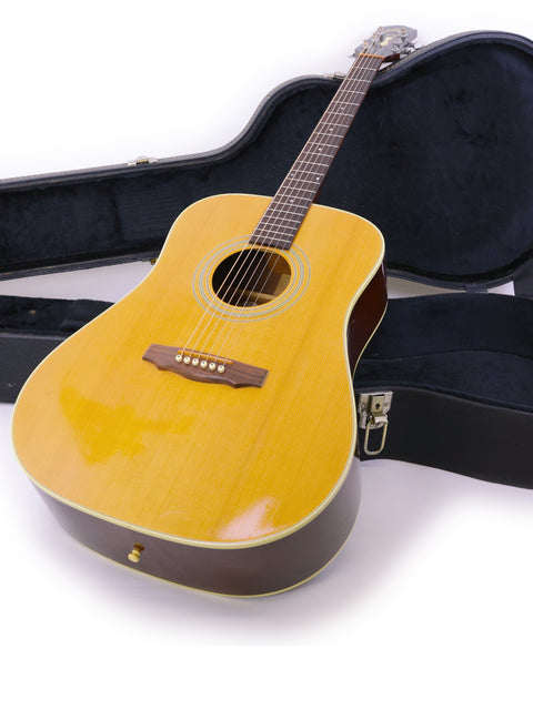 Classic 1989 Guild D-40 guitar nestled in a case, ideal for music lovers looking for a timeless instrument.
