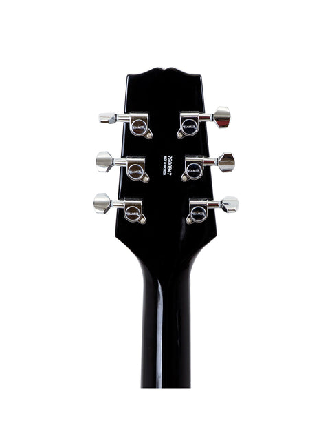 Elegant black guitar headstock with four knobs, a must-have for Hamer XT Series LP Jr Style fans wanting premium performance.