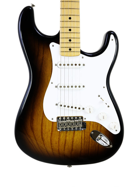 Fender American Standard Stratocaster in sunburst finish, showcasing its classic design and craftsmanship from the 2004 Custom Shop.