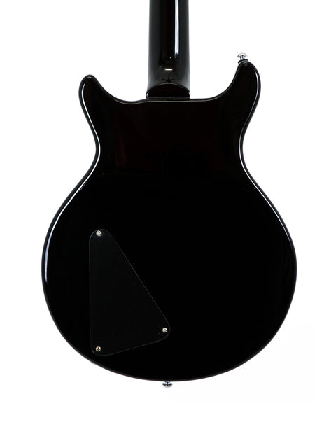 Stunning black electric guitar on a white backdrop, featuring the Hamer XT Series LP Jr Style, perfect for music enthusiasts.