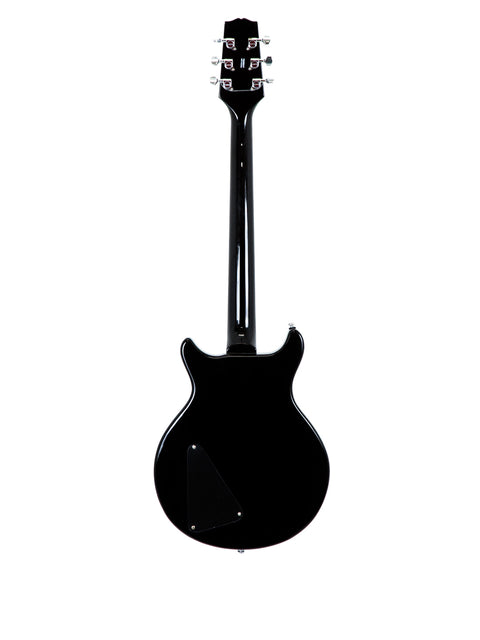 Stunning black electric guitar on a white backdrop, featuring the Hamer XT Series LP Jr Style, perfect for music enthusiasts.