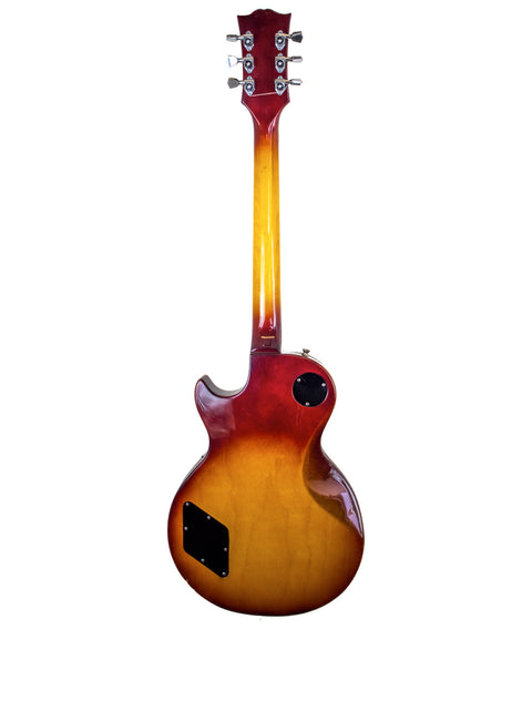 Vintage Ibanez 'Lawsuit' Les Paul Custom Copy guitar featuring a striking red and yellow body, from Japan, 1977-78.