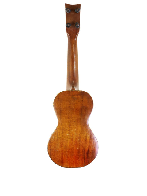 Vintage Weissenborn Miami Style 3 Koa Ukulele from 1924, showcasing a beautifully aged wooden back and neck.