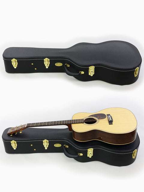 white background showcases two guitars in a case, including the 2022 Martin 000-28 Modern Deluxe from the USA.