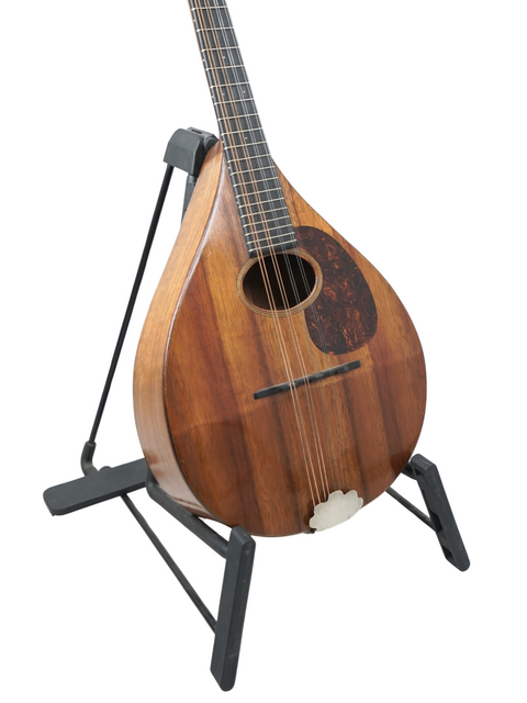 1924 Martin AK mandolin on a stand, showcasing its exquisite wooden body and vintage style.