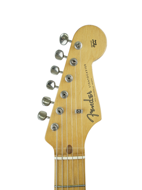 1957 Fender Stratocaster electric guitar, a vintage gem once played by Hank Marvin, known for its iconic sound and style.