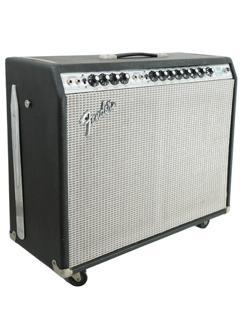 1974 Fender Twin Reverb combo amp featuring dual 12" speakers, ideal for enhancing the Fender Stratocaster experience.