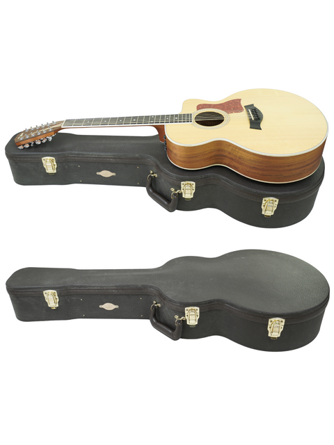  A Taylor 455ce 12-string guitar from 2011 and another guitar, both safely stored in a case.