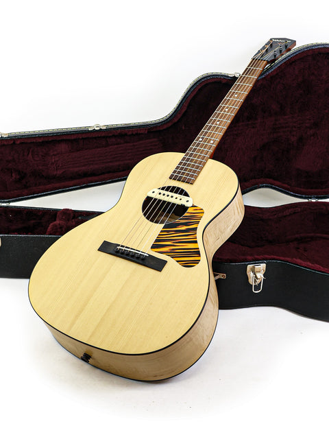 A beautiful Waterloo WL-14 X Scissortail guitar nestled in its case, ready for the next jam session.