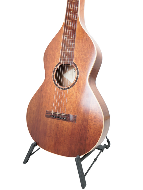 A beautifully crafted Sachar Amos Custom 'Weissenborn' guitar from 2007, positioned on a stand.