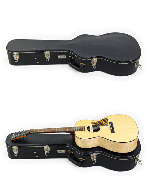 A pair of guitars in their cases displayed on a clean white background, showcasing the Waterloo WL-14 X Scissortail - USA.