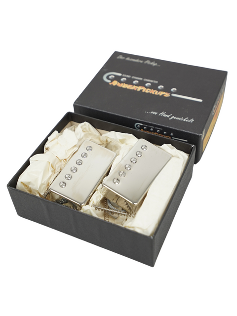 Amber Spirit of '59 PAF Style Humbuckers in original packaging, showcasing premium craftsmanship and vintage-inspired design.