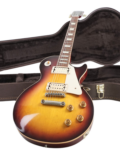 Beautiful sunburst Gibson Les Paul Standard, representing the 2012 USA model with its iconic '58 style.