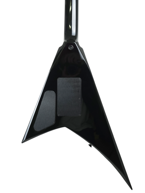  Black guitar pickguard with a metal headstock, featuring the Jackson Custom Shop Randy Rhoads RR1 from 2006.