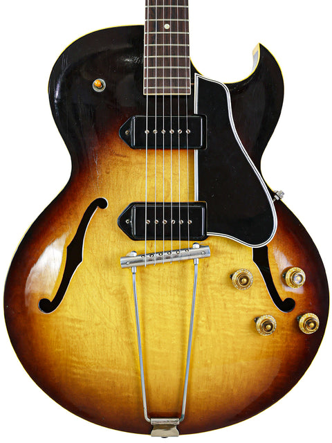 Classic 1959 Gibson ES-225TD guitar with a vibrant sunburst finish, embodying timeless style and exceptional craftsmanship.