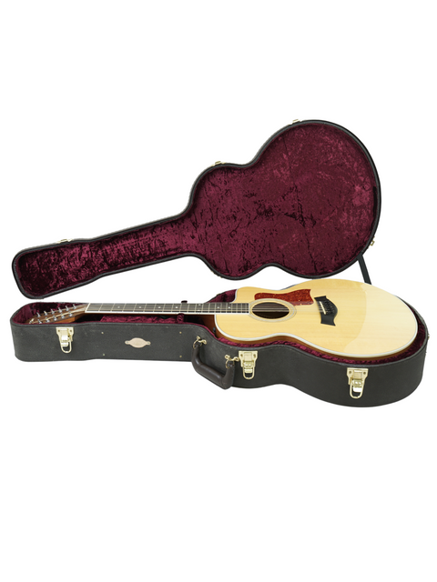 Close-up of a Taylor 455ce 12-string guitar, made in the USA in 2011, highlighting its stunning design and quality.