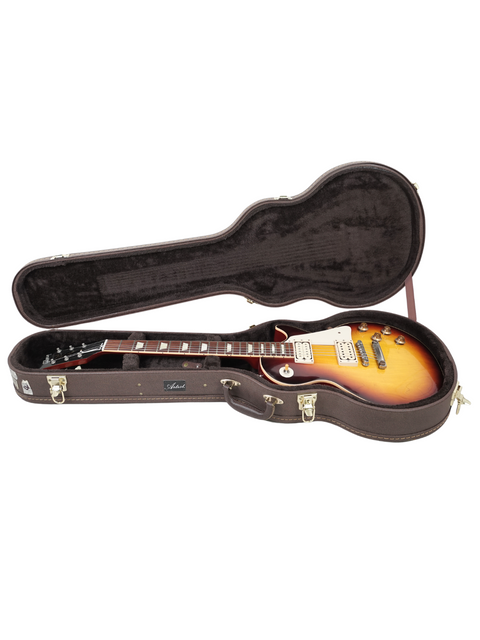 Durable guitar case specifically for the Gibson Les Paul Standard, accommodating the 2012 LPR-8 model with a perfect fit.