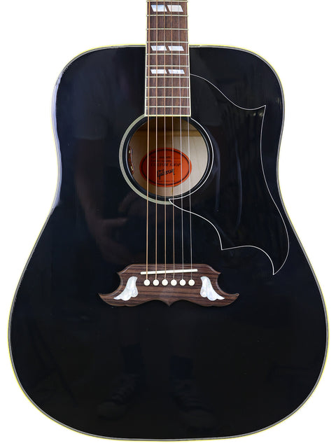 Gibson Custom Shop Elvis Dove acoustic guitar in black with a white pickguard, crafted in the USA, 2023 edition.