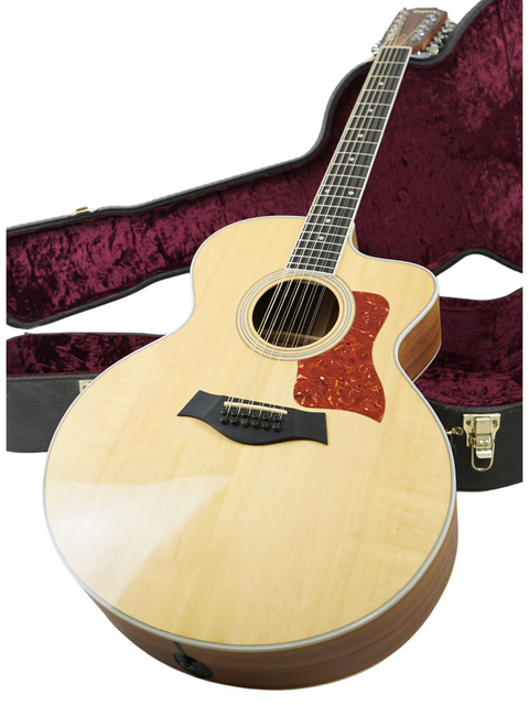 Gorgeous Taylor 455ce 12-string acoustic guitar, made in the USA in 2011, known for its rich tones and stunning aesthetics.

