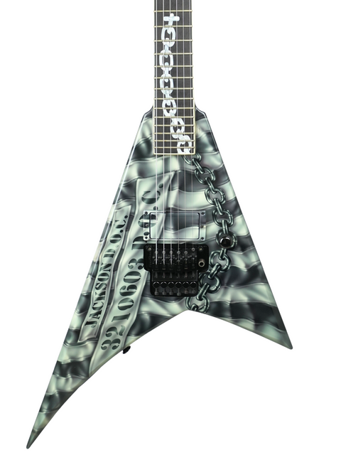 Jackson Custom Shop Randy Rhoads RR1 guitar featuring a striking black and white design, crafted in the USA in 2006.