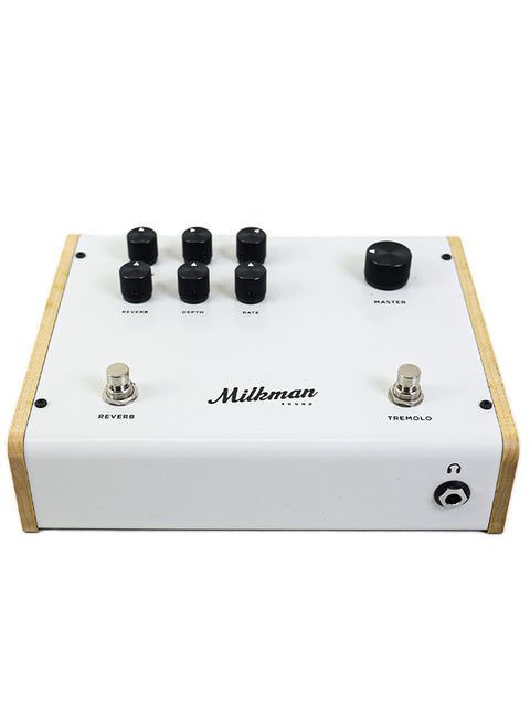 Miller guitar effects pedal displayed on a white background, featuring Milkman 'The Amp' branding from the USA.