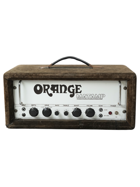 Retro Orange Matamp 100W tube amp head, a vintage piece from the UK, circa 1970, with a striking orange finish.