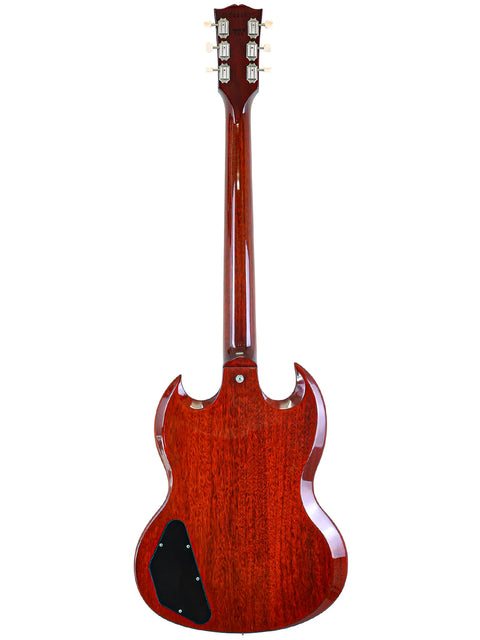 Stunning Gibson SG Classic guitar in red with a sleek black pickguard, perfect for musicians seeking quality and style.
