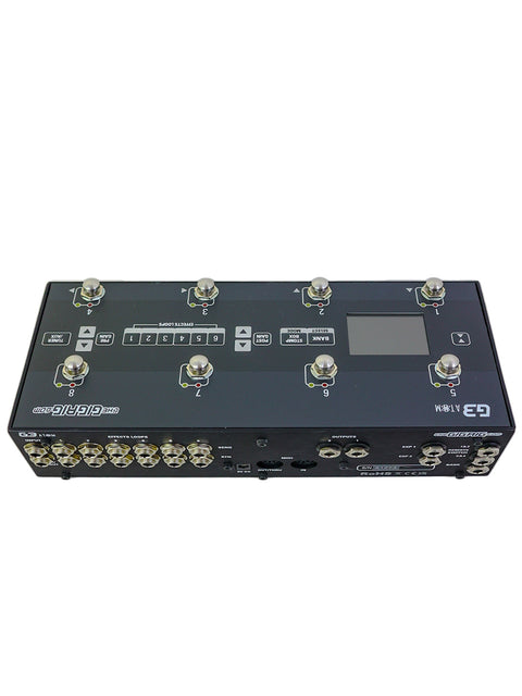 The GigRig G3 Atom Switching System, a compact multi-channel digital audio interface for versatile audio management.
