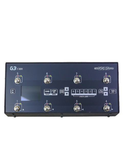 The GigRig G3 Atom Switching System displayed, highlighting its compact design and functionality for musicians in the UK.