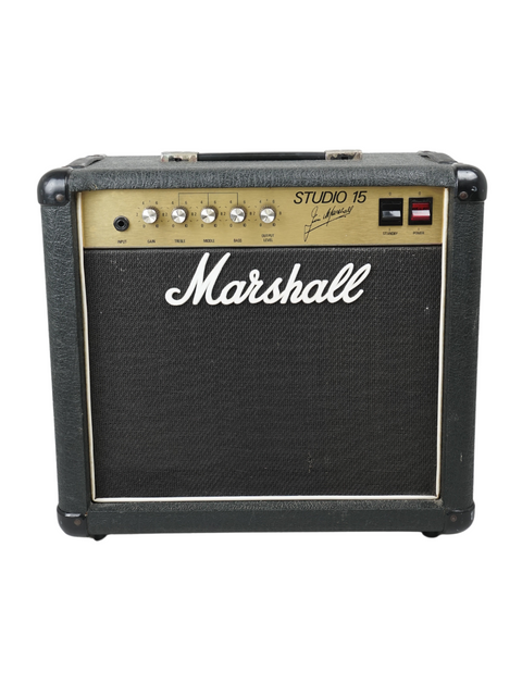 The Marshall 4001 Studio 15 Combo amplifier, a 1987 model, featuring a sleek design and powerful sound for guitarists.
