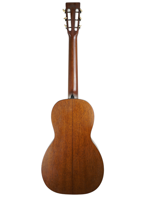 The back view of a 1928 Vintage Martin 2-17 Flat Top acoustic guitar, highlighting its classic craftsmanship.
