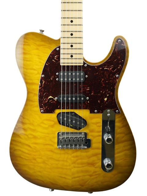 Tom Anderson's 2005 Hollow T Classic guitar, featuring a bright yellow body and stylish black pickguard.