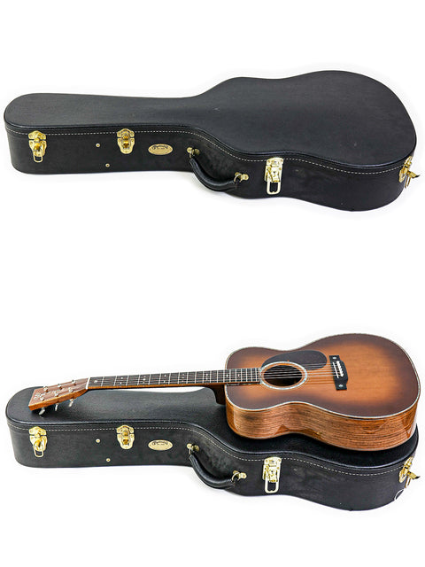 Two guitars displayed in varying positions, featuring a Martin Custom Shop 000-42 made of Guatemalan Rosewood from 2019.